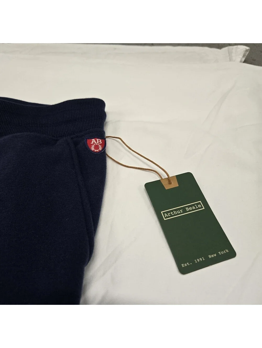 NWT Mens MEDIUM Arthur Beale AB Navy Jogger Sweatpants Fleece Pockets Adjustable